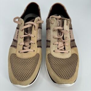 Cole Haan ZeroGrand OS Snake Skin Tan Suede Sneakers Shoes Womens 9 Beige Lace